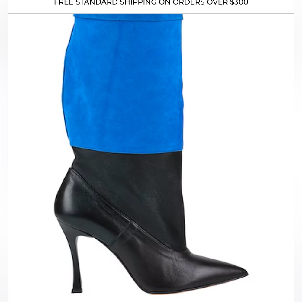 Chic Black and Blue mid calf boots